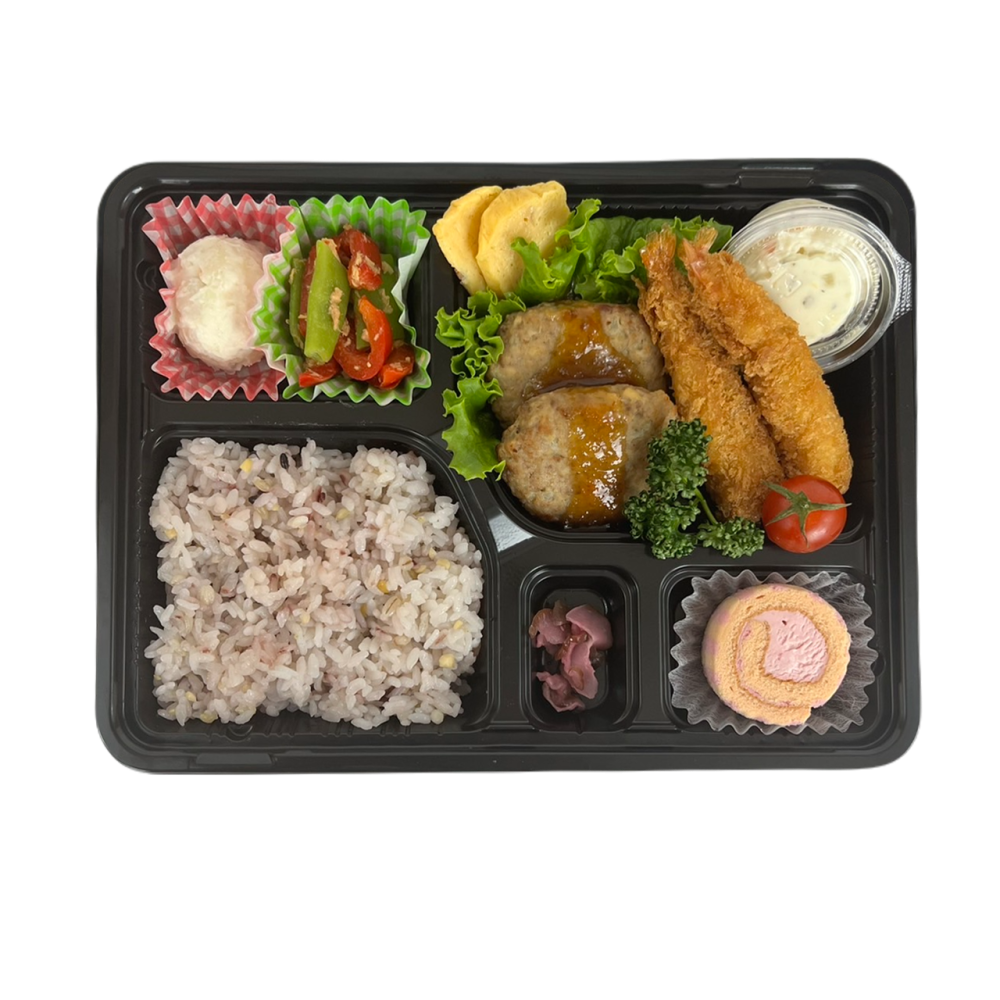 ハンバーグとエビフライのお弁当